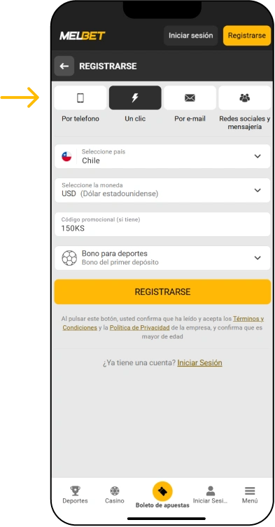 Registro en MelBet Chile en un clic - Melbet Codigo Chile