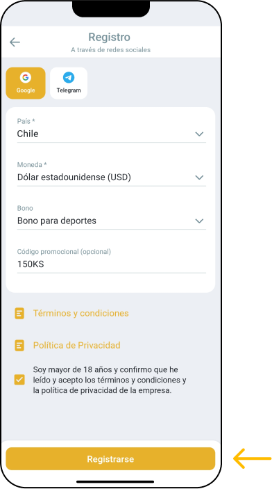 Registro en Melbet con redes sociales - Melbet Codigo Chile